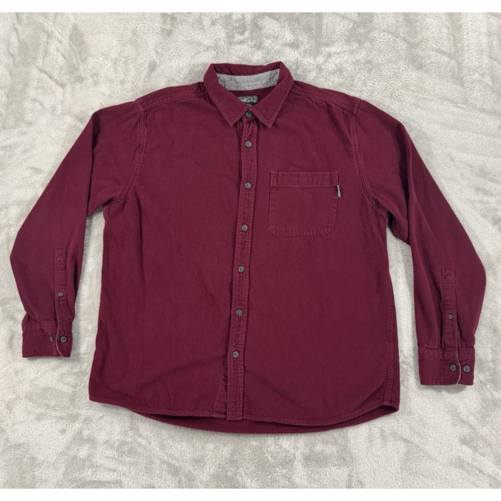 Eddie Bauer Shirt Mens XL Chamois Flannel Shacket‎ Warm Soft Comfort Cozy Maroon